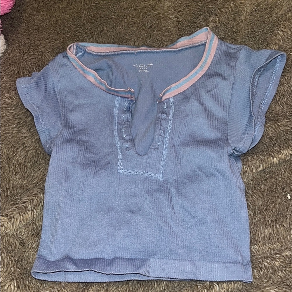Urban Outfitters Blue and Pink Short Sleeve Tee